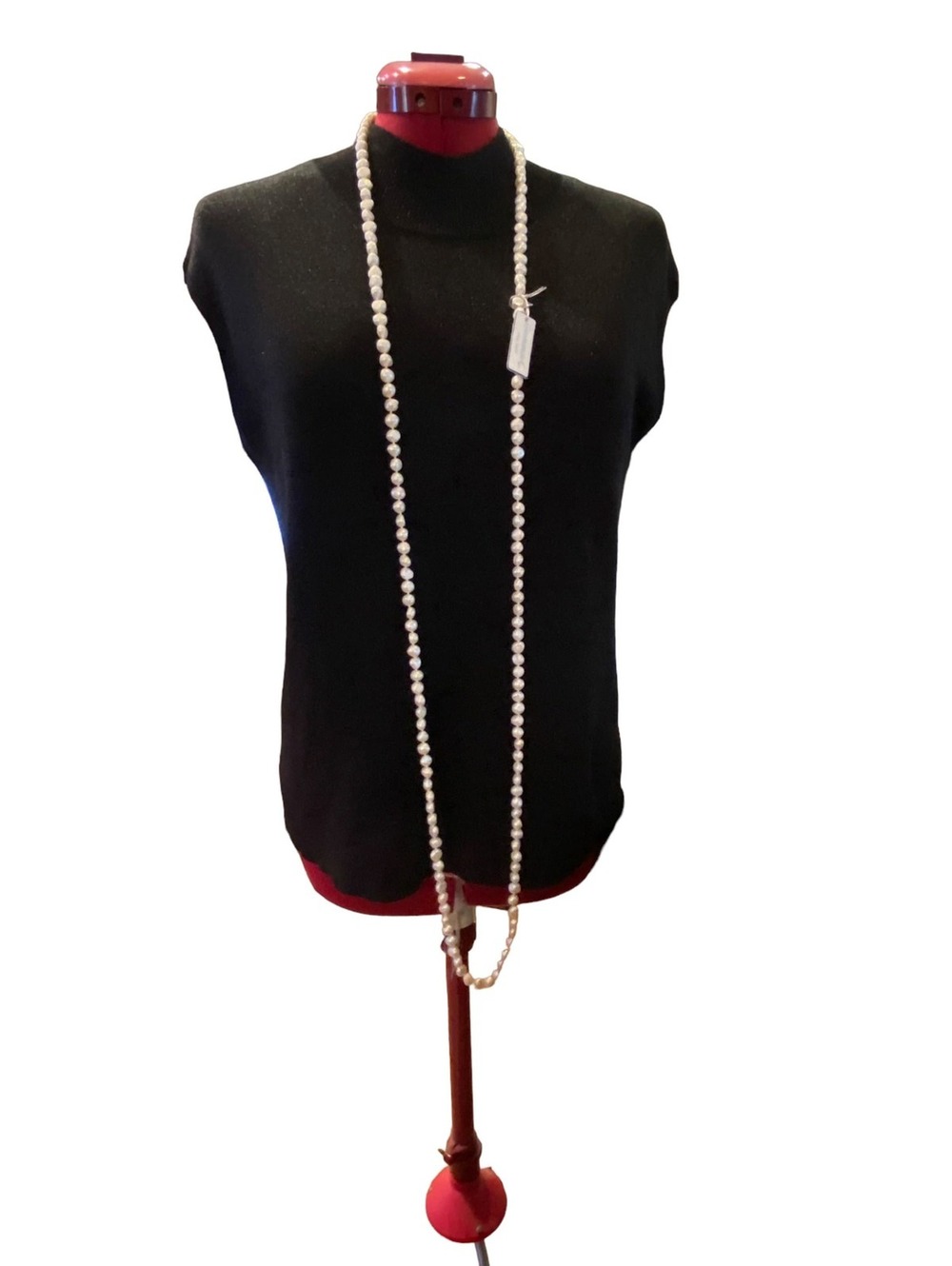 Gemma C Long White Freshwater Pearl Bead Flapper Necklace 60” AX37